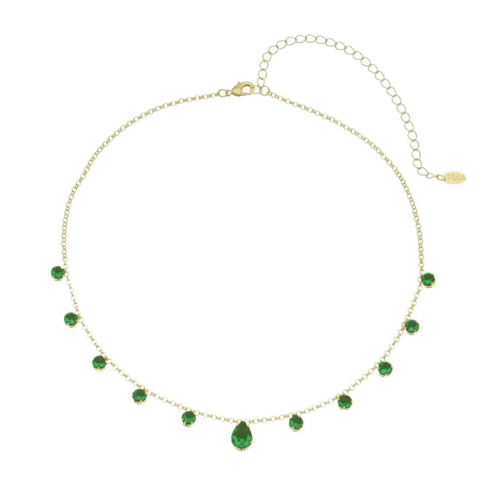 CHOKER ZIRCÔNIAS ESMERALDA FOLHEADA A OURO 18K MURIEL