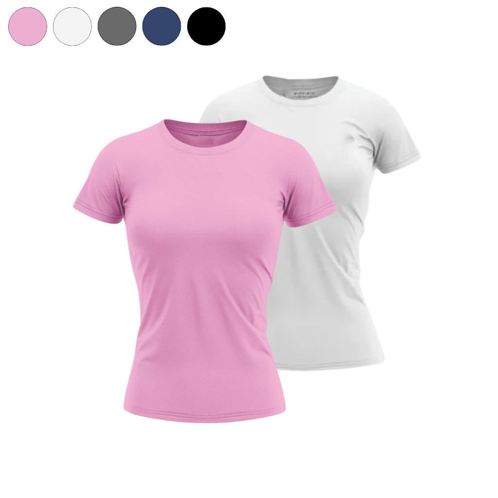 Kit 2 Camisetas Dry Fit Feminina Academia Treino Corrida Proteção UV Premium em Oferta na Shopee