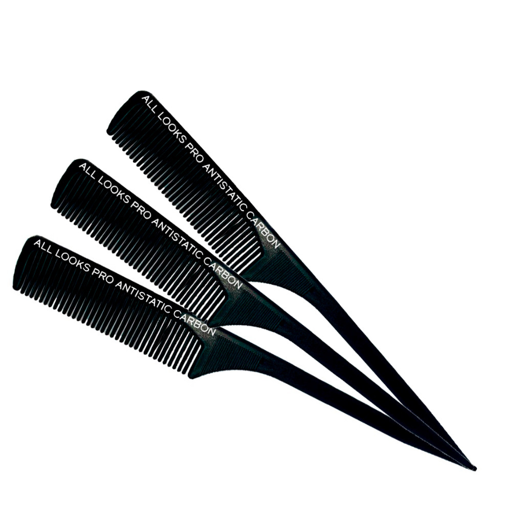 Kit 03 Pente Profissional Carbono 240ºC Antiestático Cerdas Grossas e Cabo Ponta Fina em Oferta na Shopee