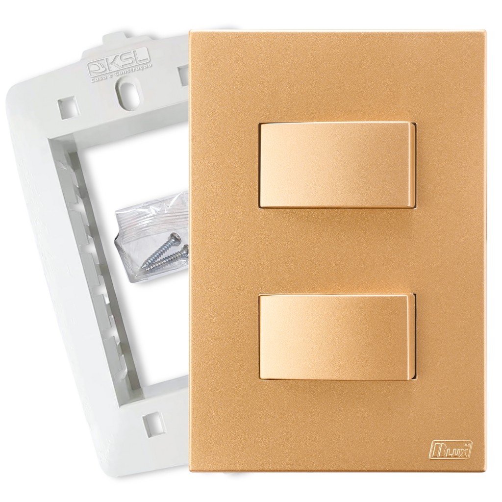 Interruptor de luz Duplo Paralelo Ouro Nobre Apagador Blux em Oferta na Shopee