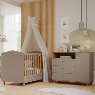 Quarto Bebê Completo Berço Americano 3 em 1 Cômoda 1 Porta 100% MDF em Oferta na Shopee
