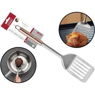 Espátula Vazada Para Servir Preparar Alimentos Fritos Hambúrguer Grelhados Aço Inox 34cm em Oferta na Shopee