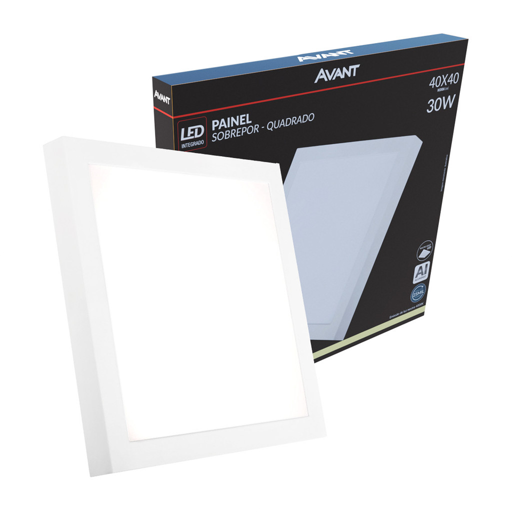 Painel Led Alu Slim 30W 4000k Sob. Quad 110v/220v 40cm Avant em Oferta na Shopee