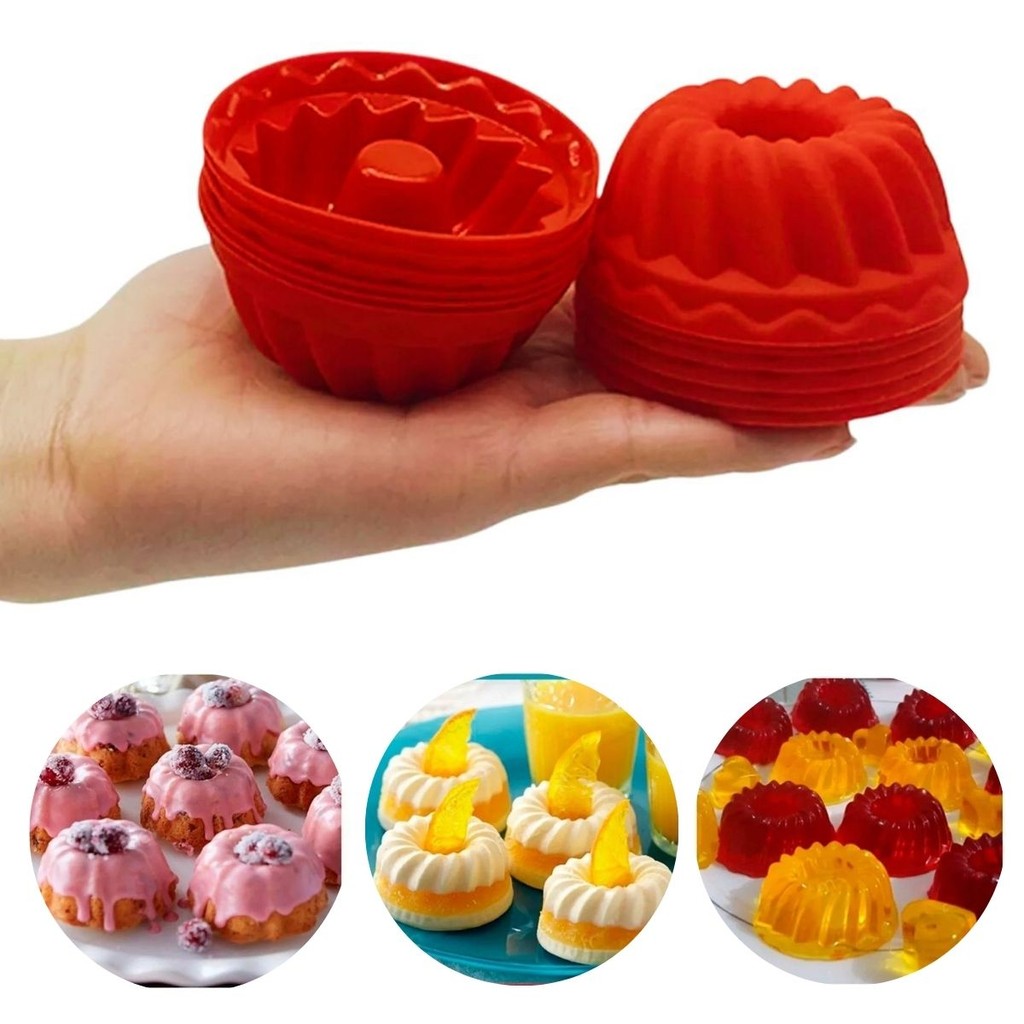 10 Formas Mini Pudim Bolos Tortas Cupcake Gelatina Forno Airfryer em Oferta na Shopee