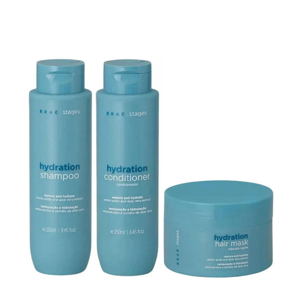 Kit Braé Stages Hydration - Shampoo 250ml + Condicionador 250ml + Máscara 200g
