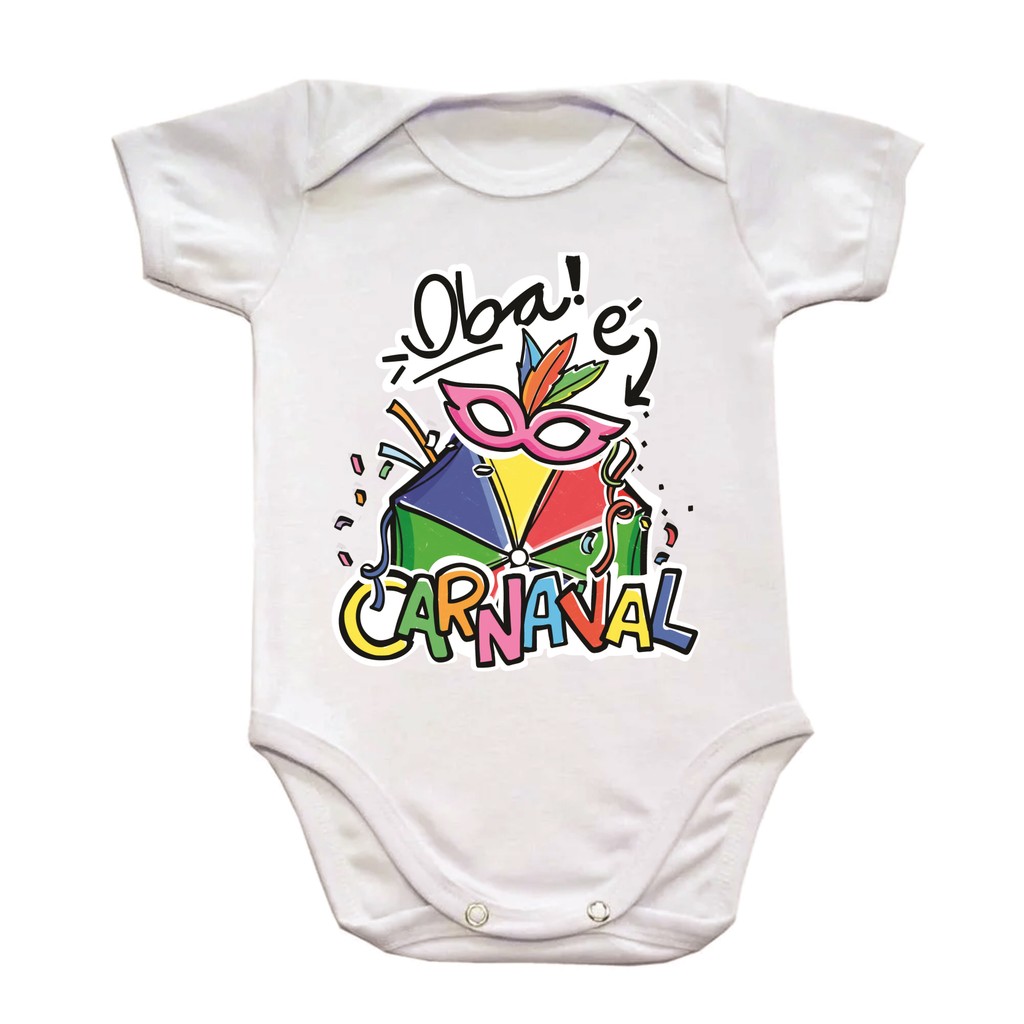 Body Bebê Oba é Carnaval Fantasia Infantil Bloquinho Palhaço Circo Roupa Mesversário Menino Menina