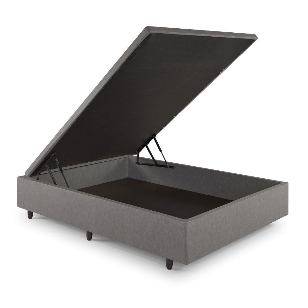 Cama Box Baú Viúvo 120x203x34 cm Courino Linho Cinza