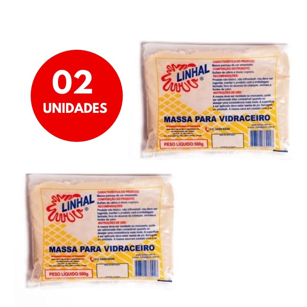 Kit C/2 Massas Para Vidraceiro Linhal 500g Profissional em Oferta na Shopee