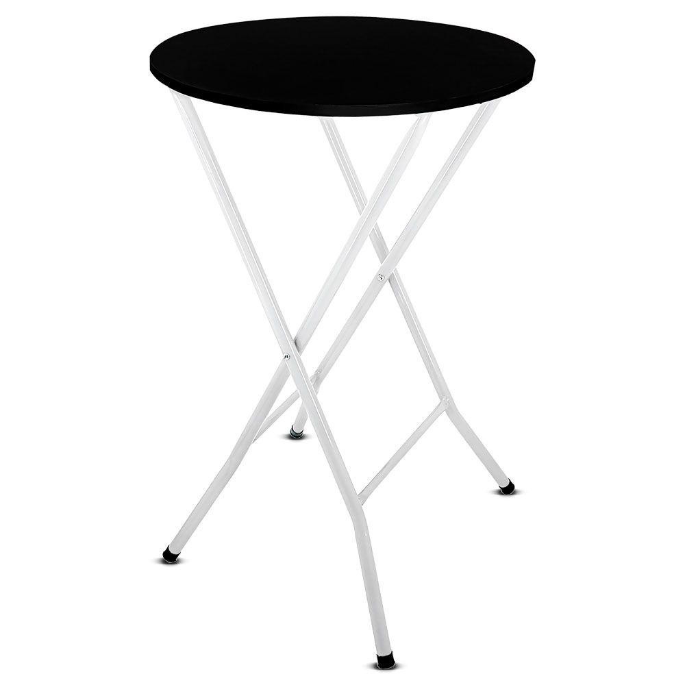 Mesa Bistrô Dobrável Alta De Bar Miami C/ Tampo 60cm - branco/preto