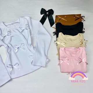 Blusa Infantil Laço Laçinhos Manga Longa Ribana Blusa Laço Meninas Blogueirinhas Lançamento Inverno 2025