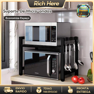 Suporte de Microondas Ajustável em Aço Carbono|Prateleira de 2/3 Camadas,Resistente e Mult...