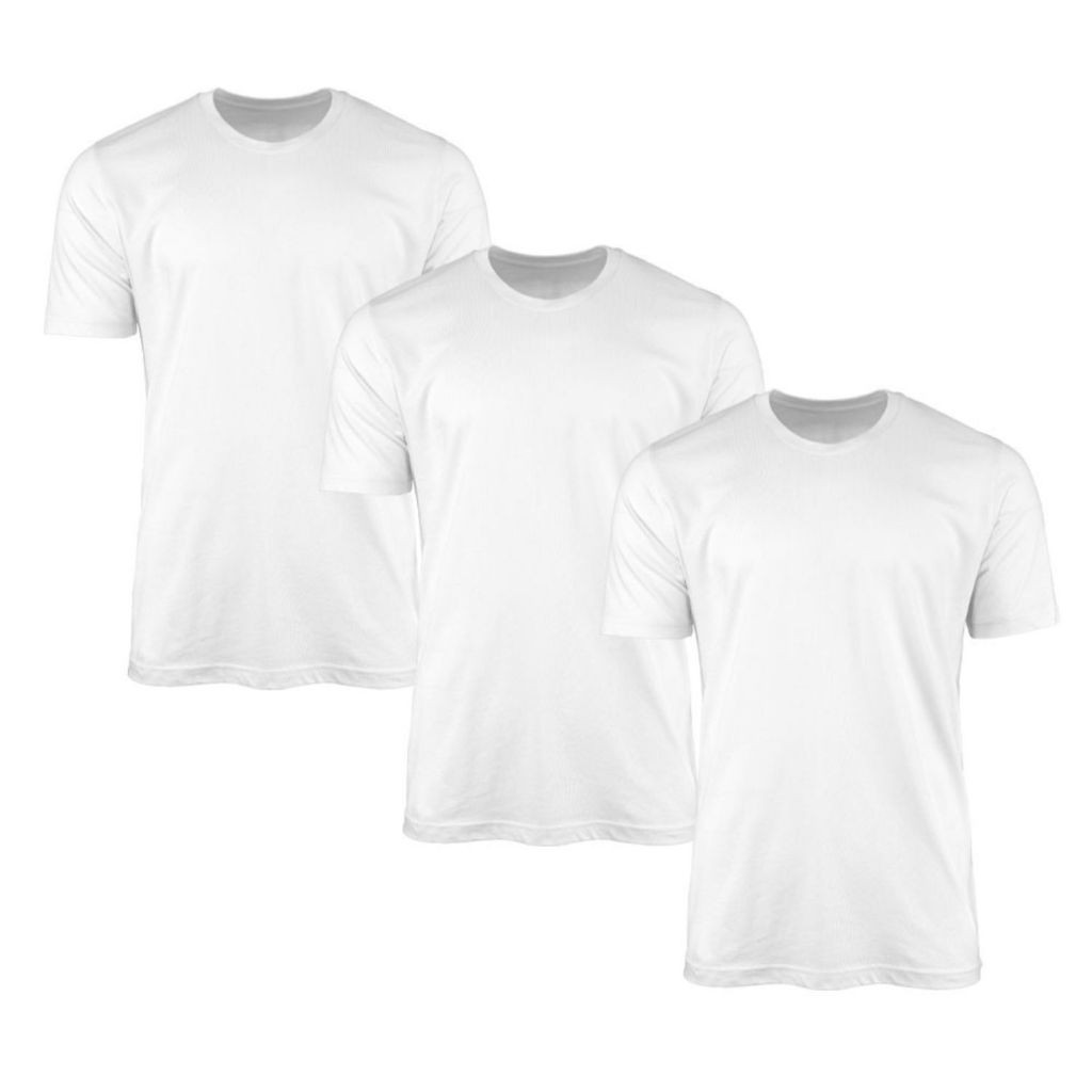 Kit 3 Camisetas Brancas Algodão Básica Camisa Lisa Atacado