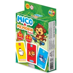 JOGO 2 EM 1 MICO + MEMÓRIA 55 CARTAS GGB BRINQUEDO DIVERSÃO RACIOCÍNIO MACACO EDUCATIVO ANIMAIS MESA