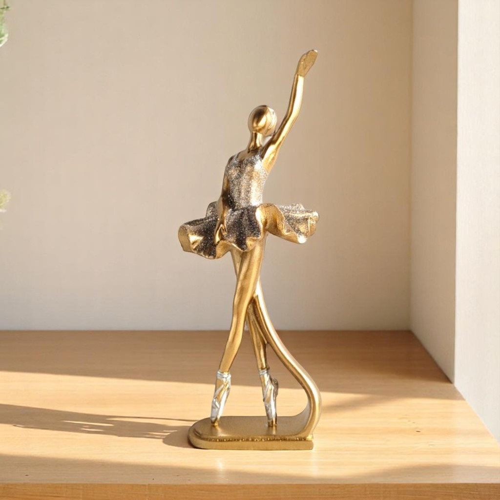 Estatua de Bailarina classica Dourado com glitter estatueta decorativa enfeite balé em Oferta na Shopee