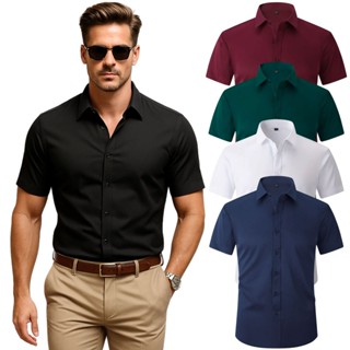 Camisa Social Masculina Slim Manga Curta com Elastano - Não Amassa em Oferta na Shopee