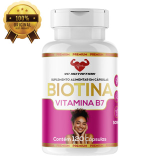 Biotina 120 cápsulas Cabelo Pele Unhas - B -  Original - Alto teor de Biotina 500mg em Oferta na Shopee