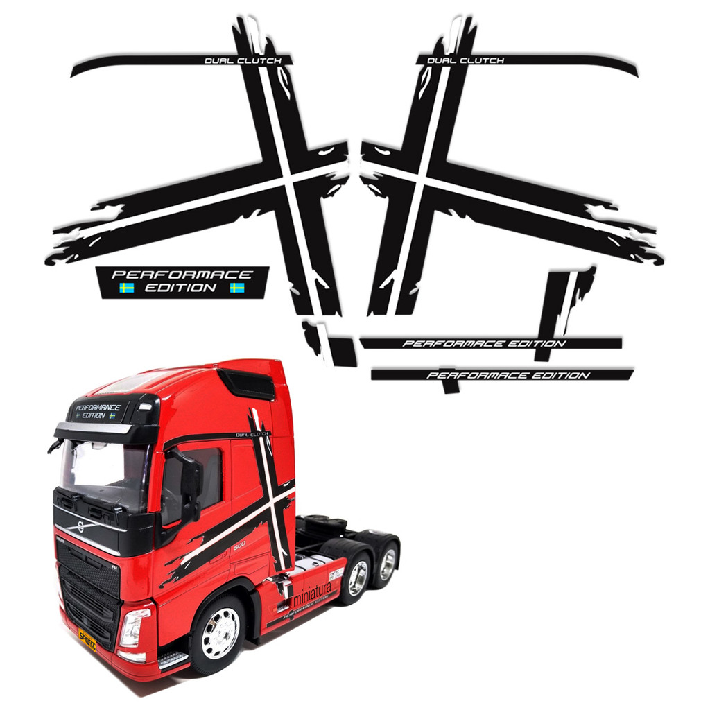 Kit Faixa Adesivo Miniatura 1/32 Para Volvo Fh Performance Preto