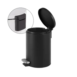 Lixeira Inox 5 Litros Redonda Preta com Pedal Powermaid