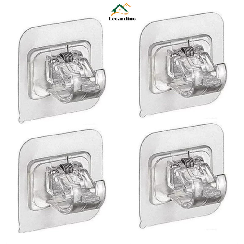 Kit 4 ou 16 Ganchos adesivos para varão de cortina que não precisa furar suporte de parede em Oferta na Shopee