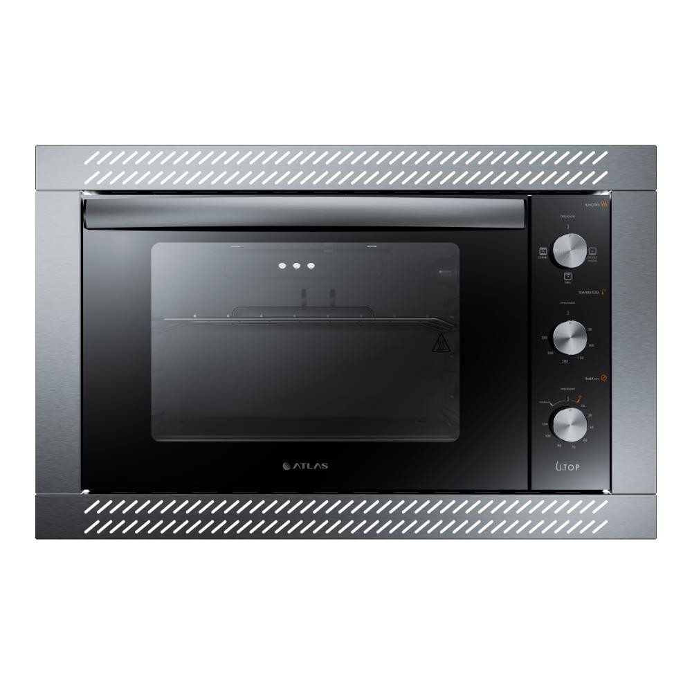 Forno Elétrico de Embutir 44L Atlas U Preto com Grill Dourador 220V