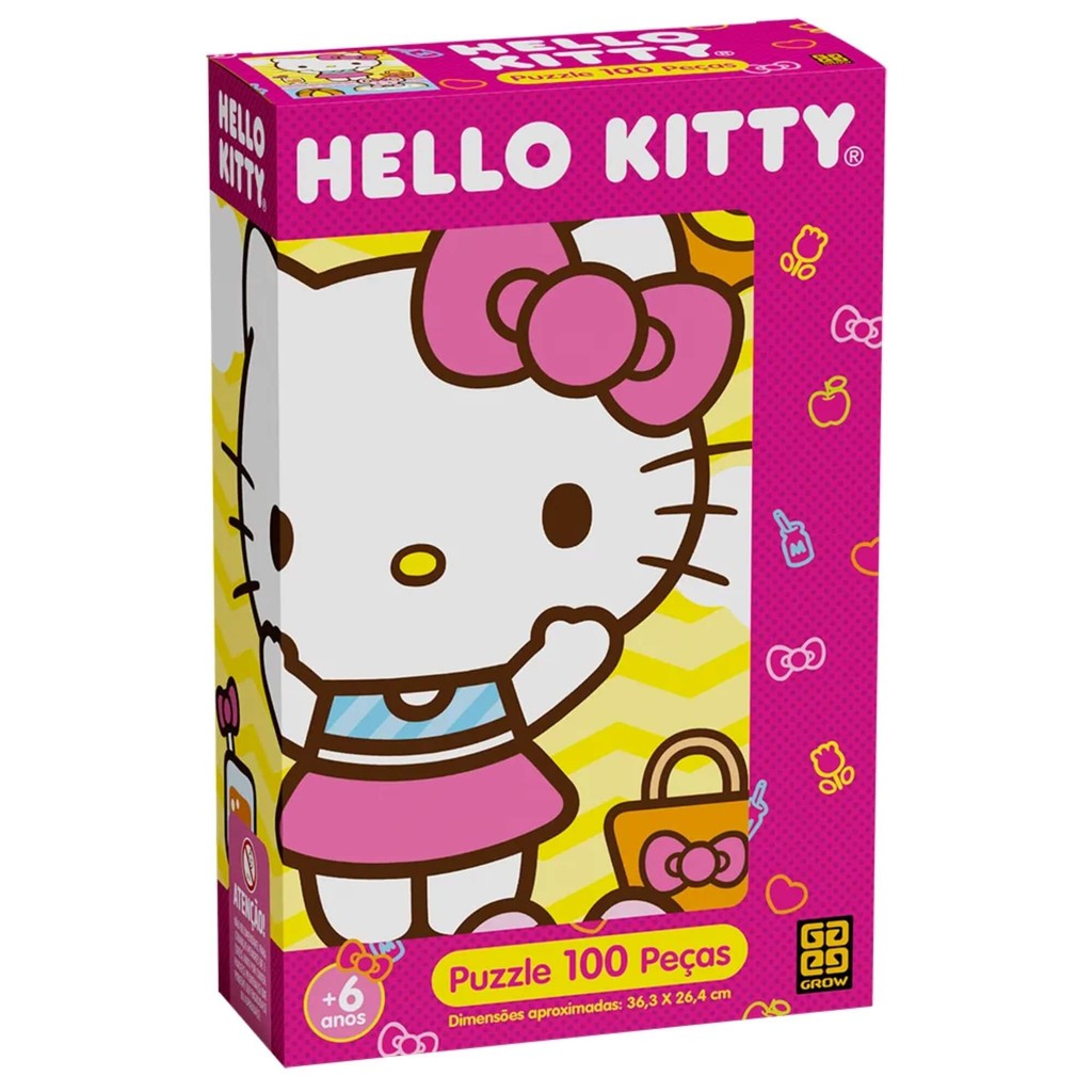 Quebra-Cabeça Hello Kitty 100 Peças Grow - 04676 em Oferta na Shopee
