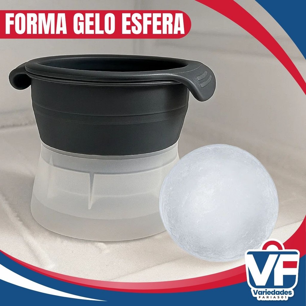 Forma De Gelo Esfera Silicone Grande Molde Bola Redonda Bar Whisky Drink Bebida Coquetel Gin Festa
