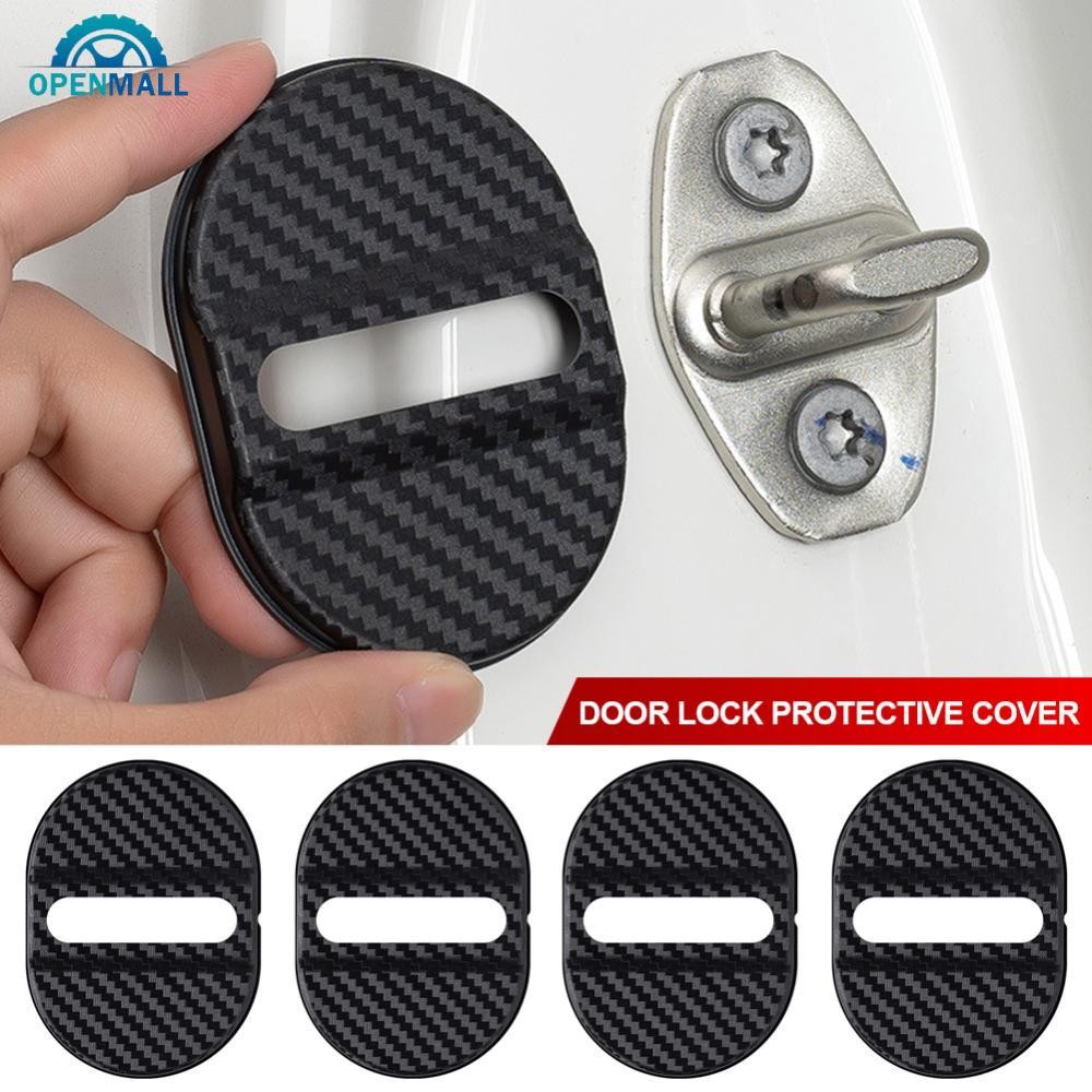 OPENMALL 4 Pçs/Set Padrão De Fibra De Carbono Fechadura Da Porta Do Carro Capa Protetora Almofada Anti Ferrugem Manga Pl