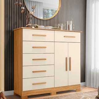 Cômoda 2 Portas 6 Gavetas Xangai Albatroz em Oferta na Shopee