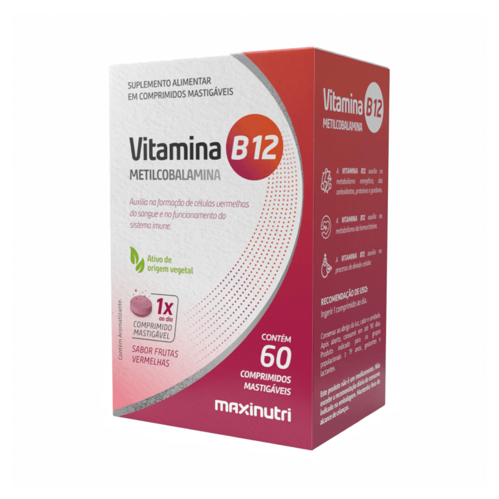 Vitamina B12 Máxinutri Metilcobalamina 60 Comprimidos Mastigáveis