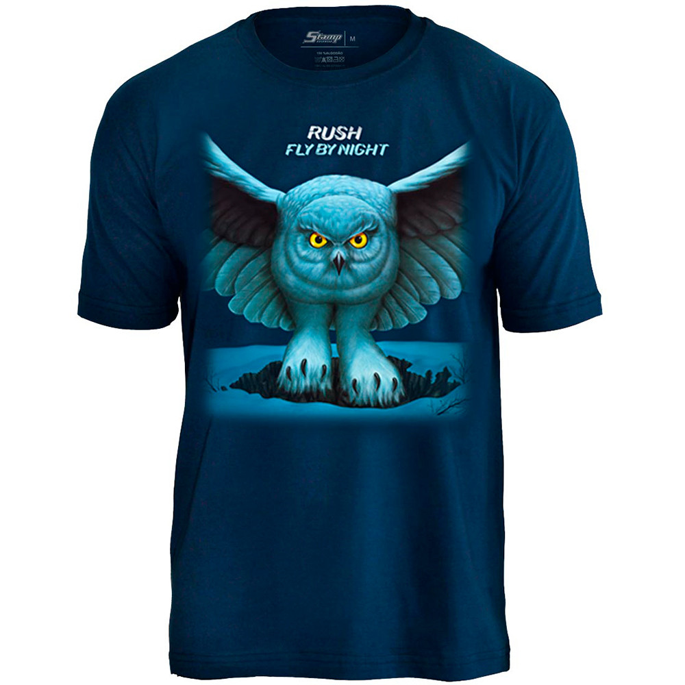 Camiseta Rush Fly By Night Owl Azul Oficial TS1403 Stamp Rockwear