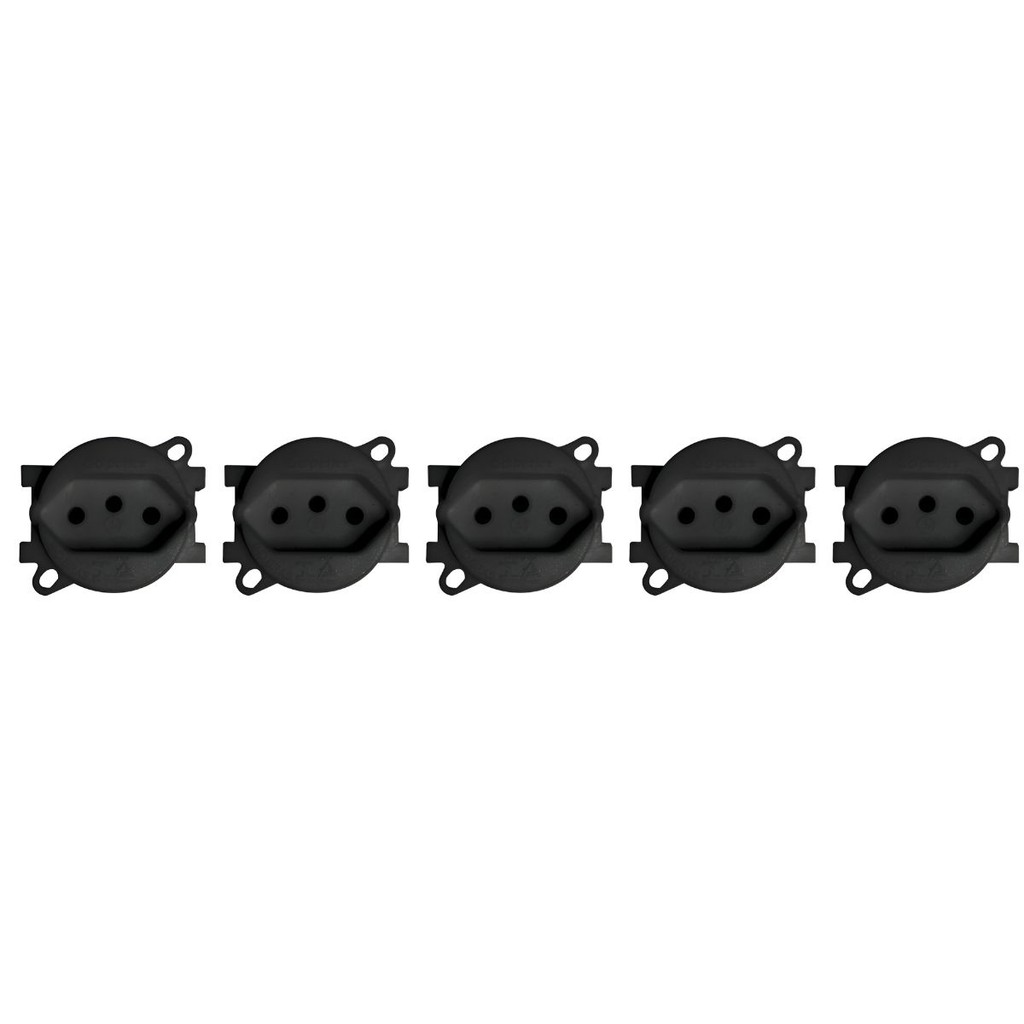 Kit 5 modulos tomada piso perlex 20a 3 pinos preto