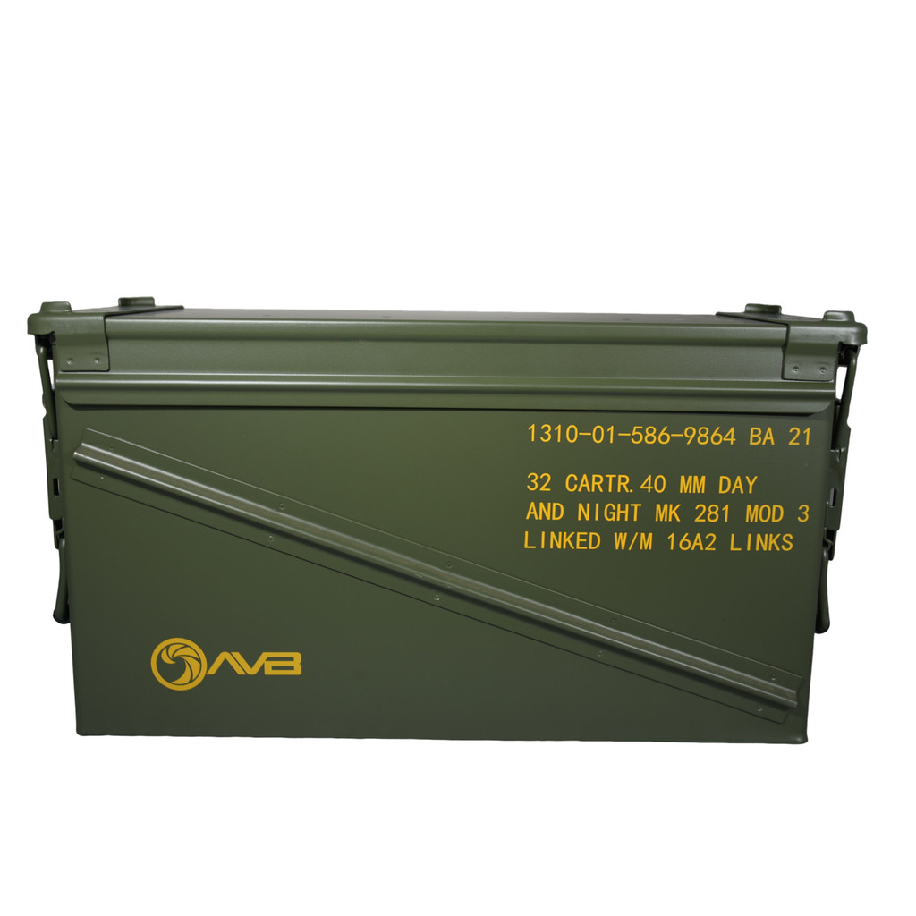 Caixa Militar Multiuso Metal Padrão Granada 40mm AVB PA120 46,5x25x16cm