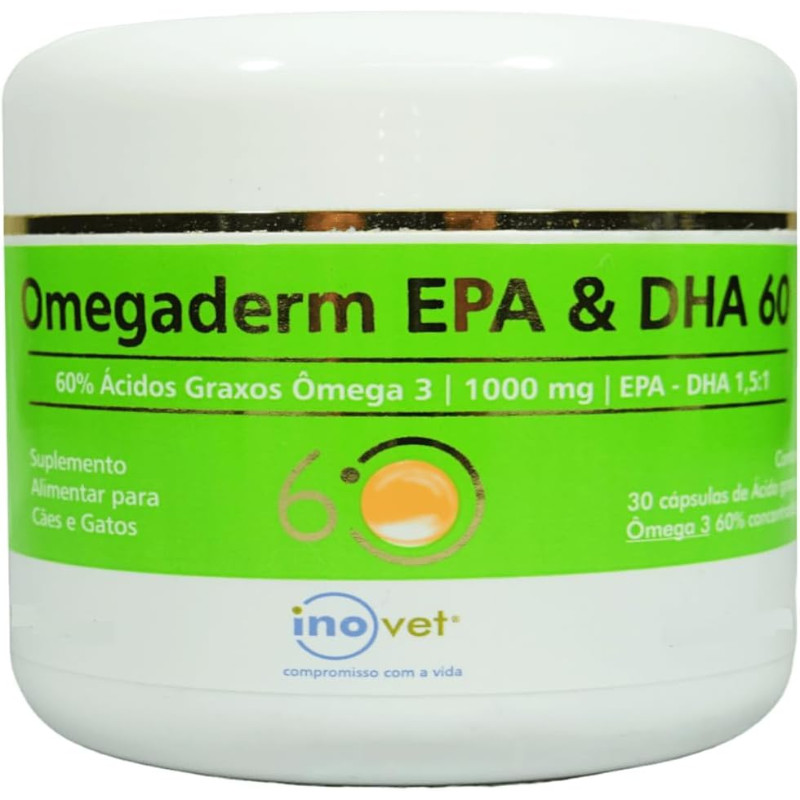 Omegaderm 60% EPA/DHA 1000 Mg 30 Capsulas Inovet Original Omega 3 Pet