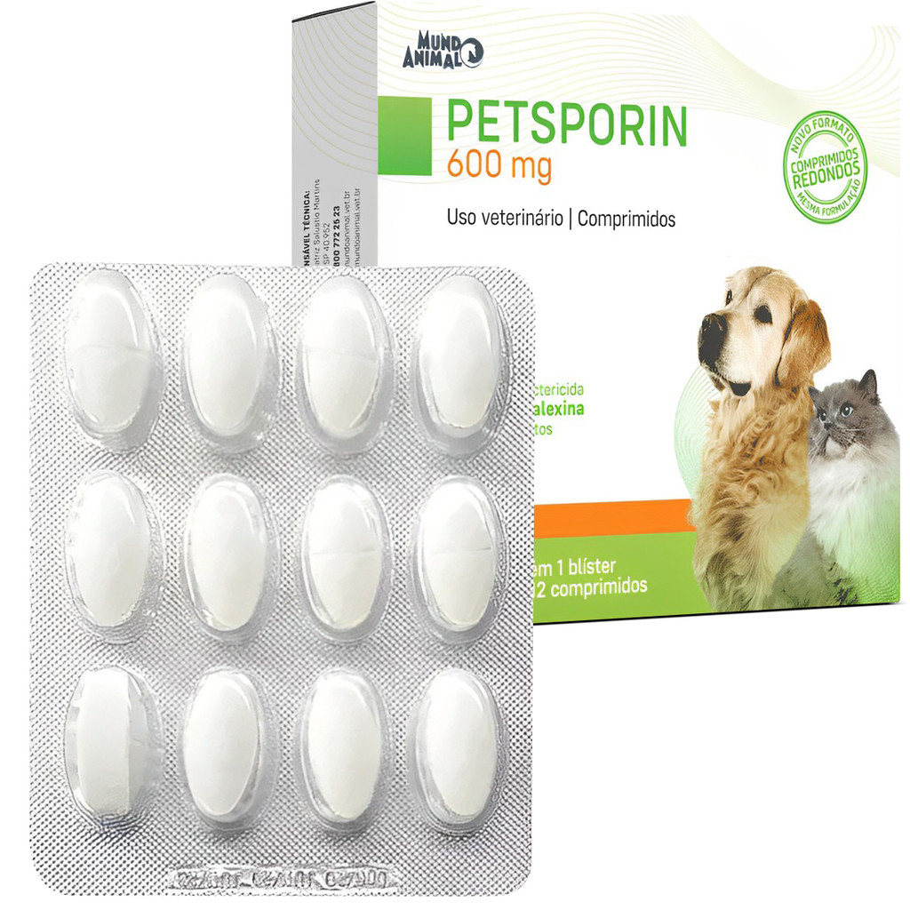 Petsporin 600mg Antibiótico Cães E Gatos Com 12 Comprimidos em Oferta na Shopee