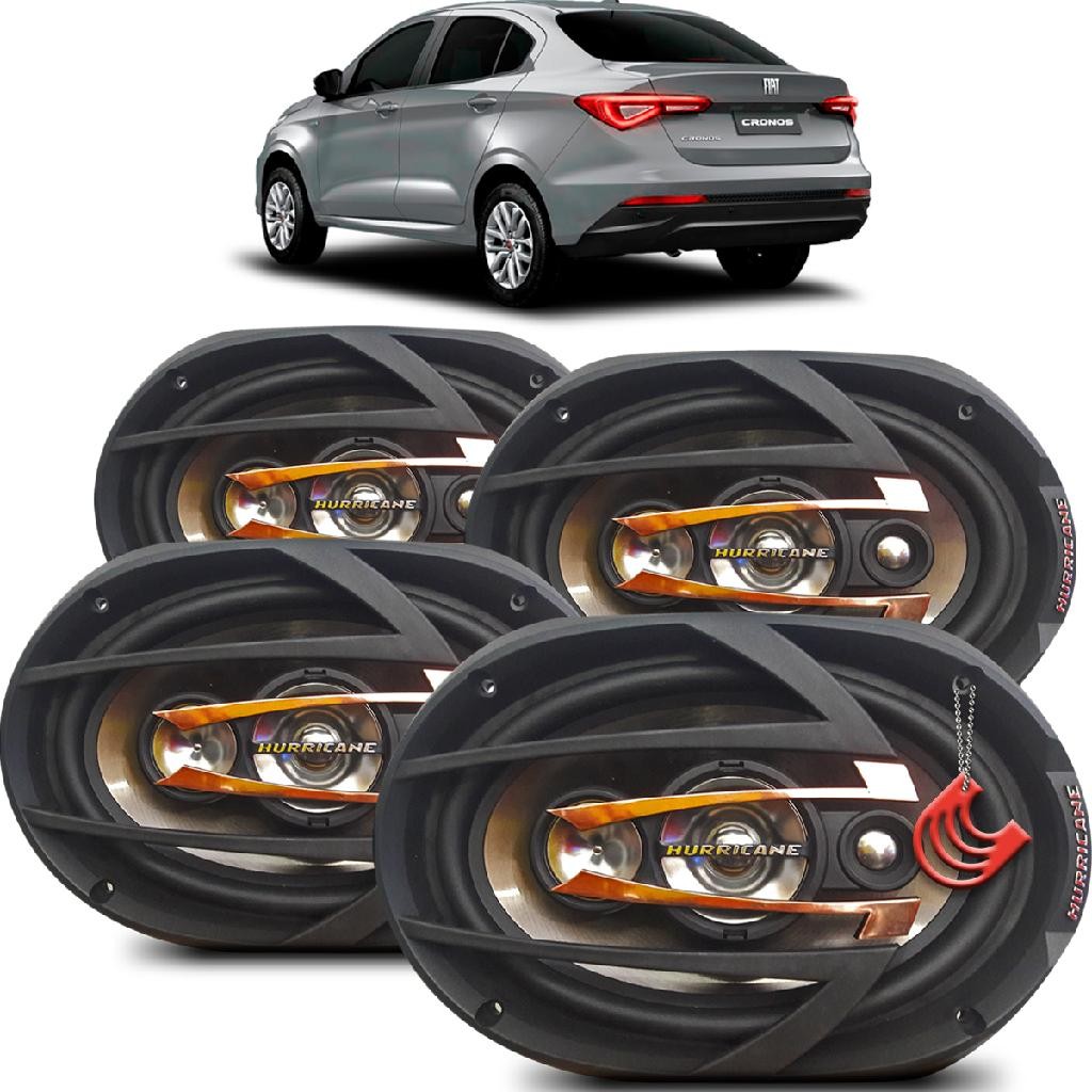 Kit Alto Falantes Dianteiros Traseiros Fiat Cronos - Hurricane Platino Quadriaxial 6x9 1200w em Oferta na Shopee