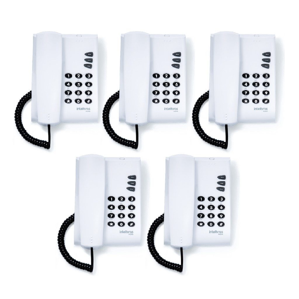 Telefone Fixo Com Fio Pleno Intelbras Sem Chave Cinza - 5 Unidades