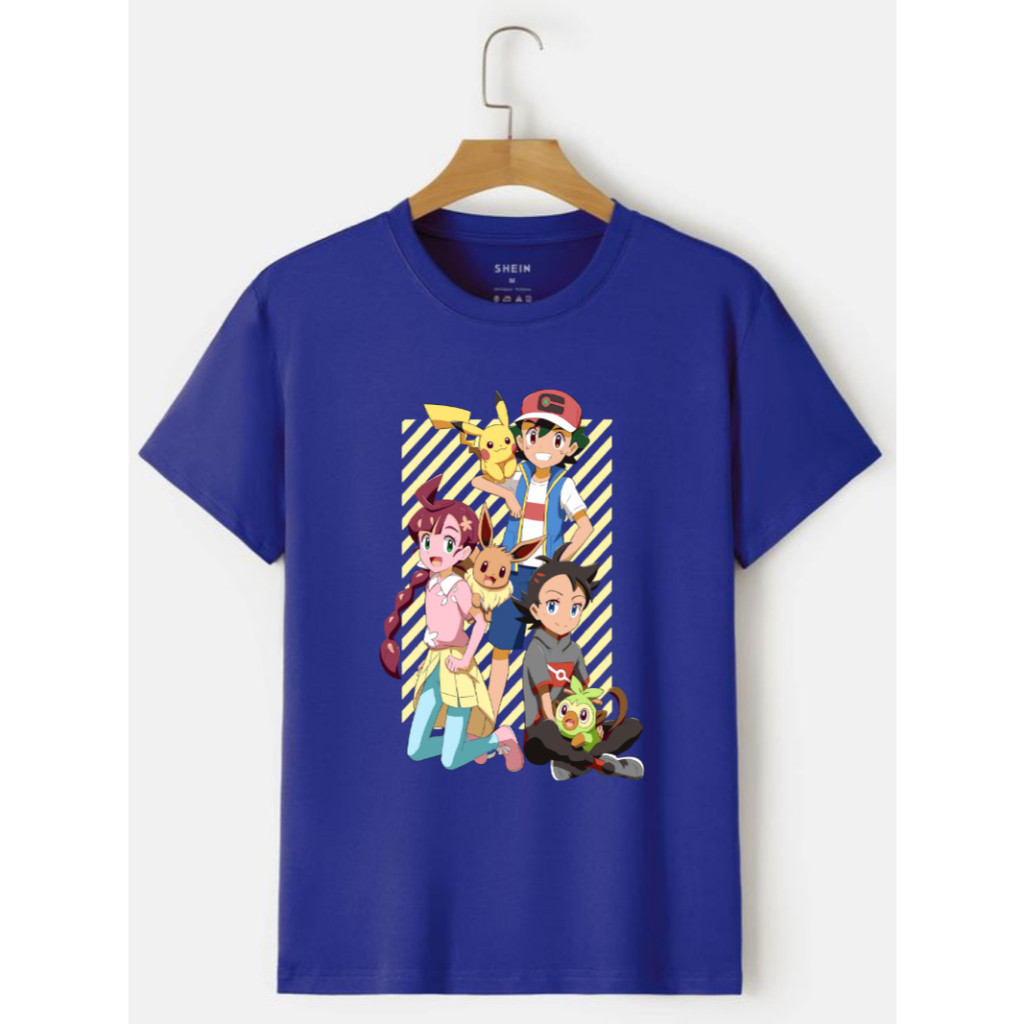 Camiseta Pokémon Adulto e Infantil Pikachu Desenho Criança Camisa Premium Algodão Masculina Feminina Unissex