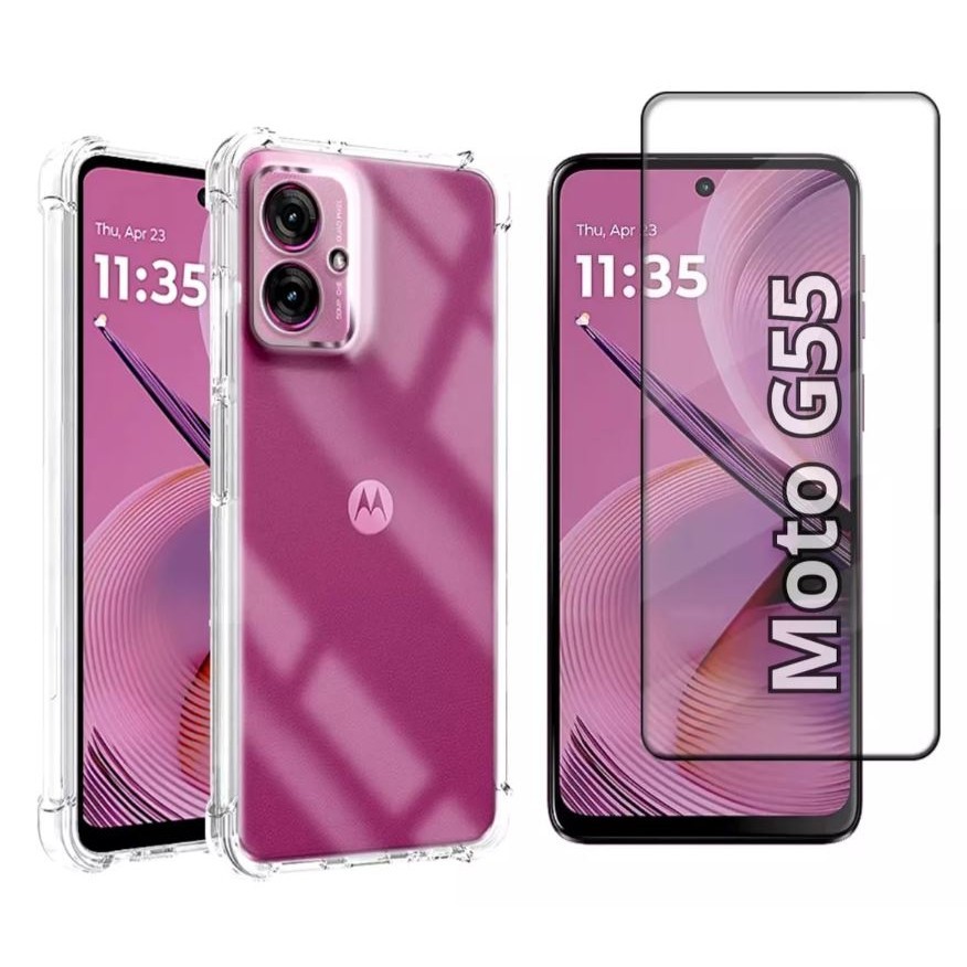 Capa Case Capinha Anti Impacto Para Motorola Moto G55 + Película 3D Vidro Temperado em Oferta na Shopee