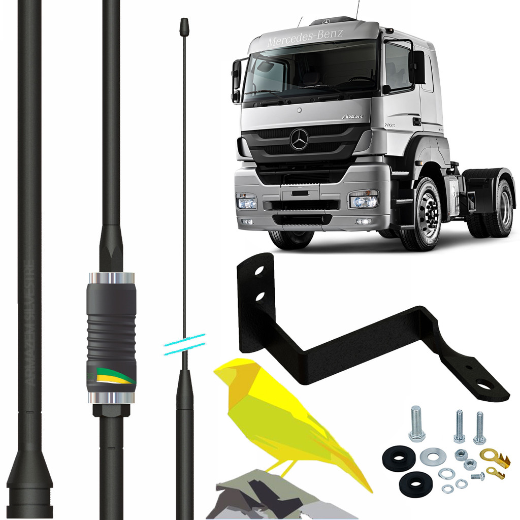 Antena Px Bobinada Alongador Canarinho Black Mercedes Benz Axor Parafusos