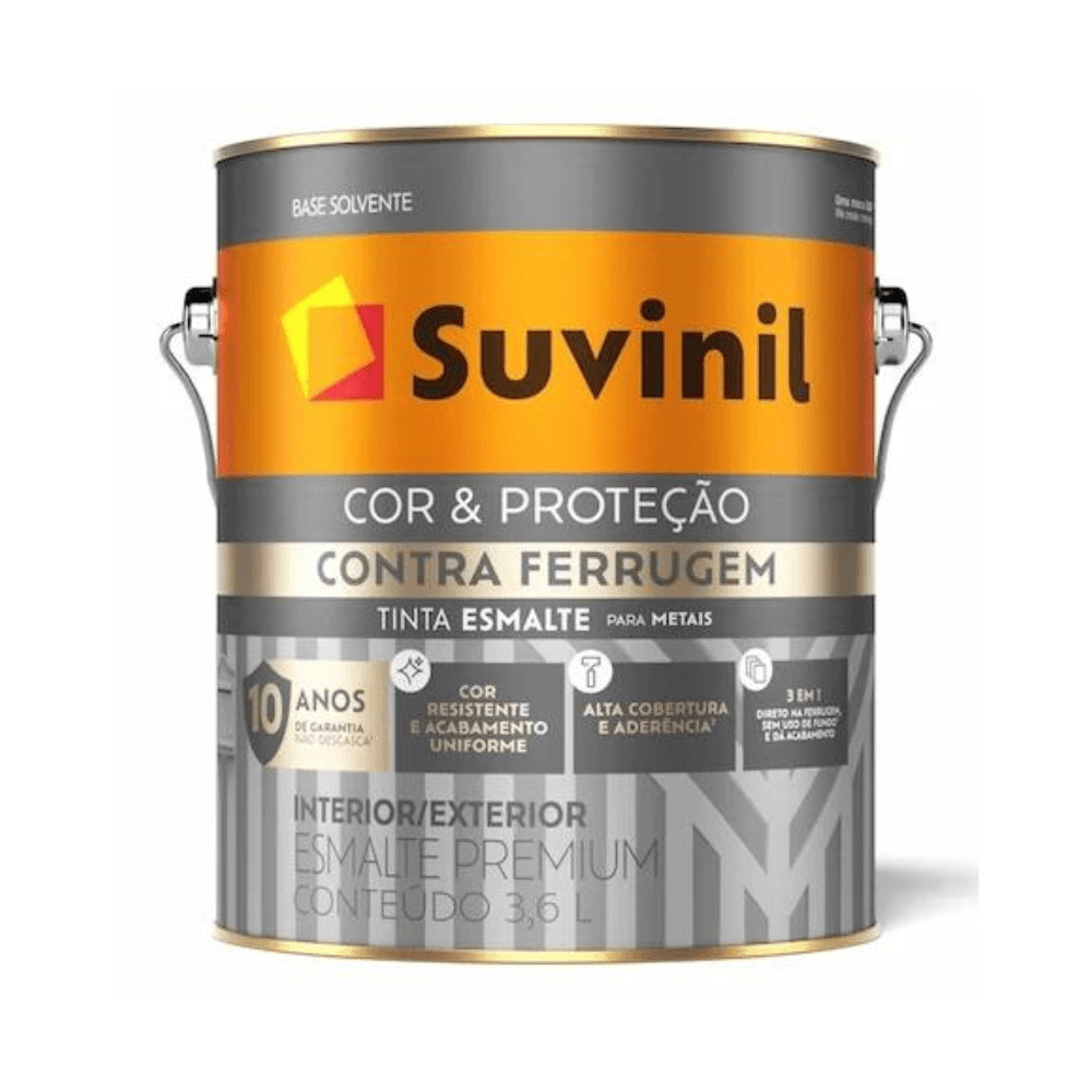 TINTA ESMALTE  SUVINIL CONTRA FERRUGEM BRILHANTE 3,6L VÁRIAS CORES em Oferta na Shopee