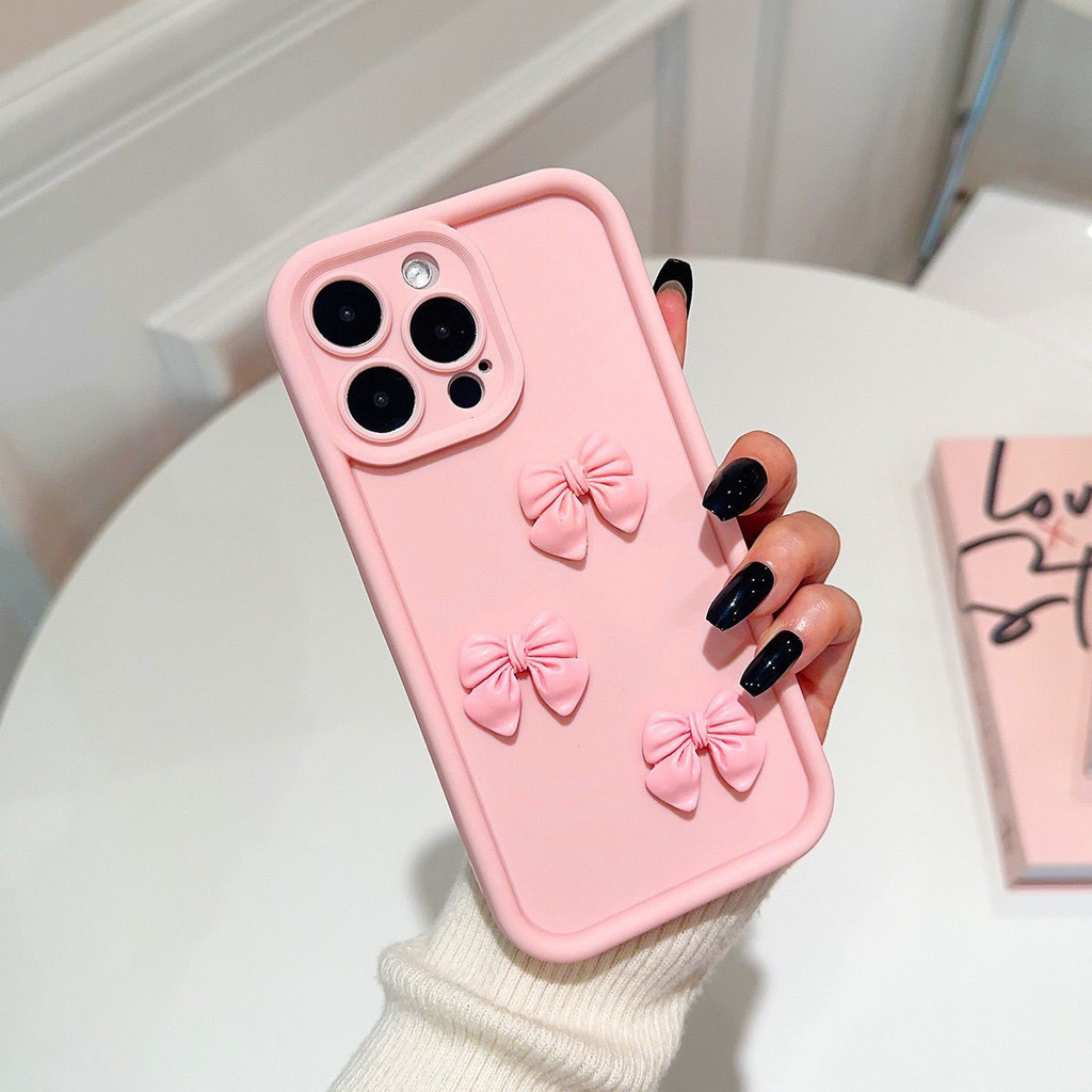 Adequado Para IPhone 7 Cute 7 Plus 8 Pink Bow Color 8plus XS XR 11 Fashion 12 13 Capa Protetora Anti-Queda 14 15 Acessór