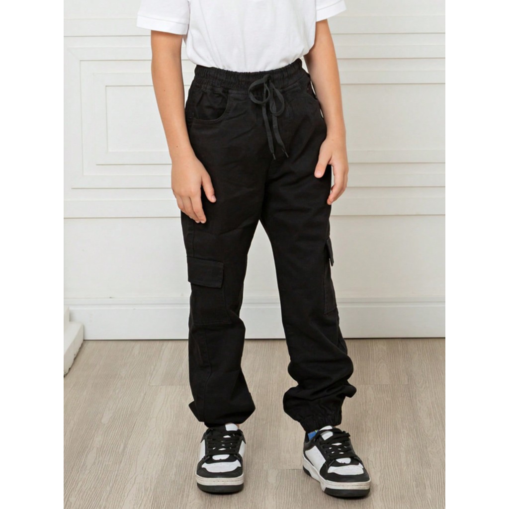 Calça Cargo Jogger Juvenil Masculina com Bolsos Laterais 10 ao 16