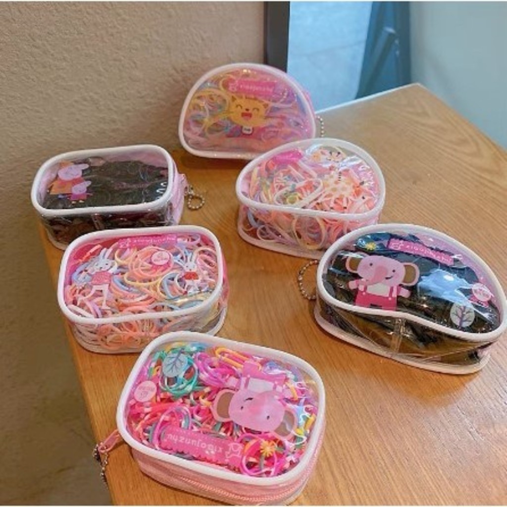KIT 6*300 Unidades Pacote Colorido Pequeno Elasticos Silicone Grosso De Cabelo Descartáveis Meninas Bonitos em Oferta na Shopee