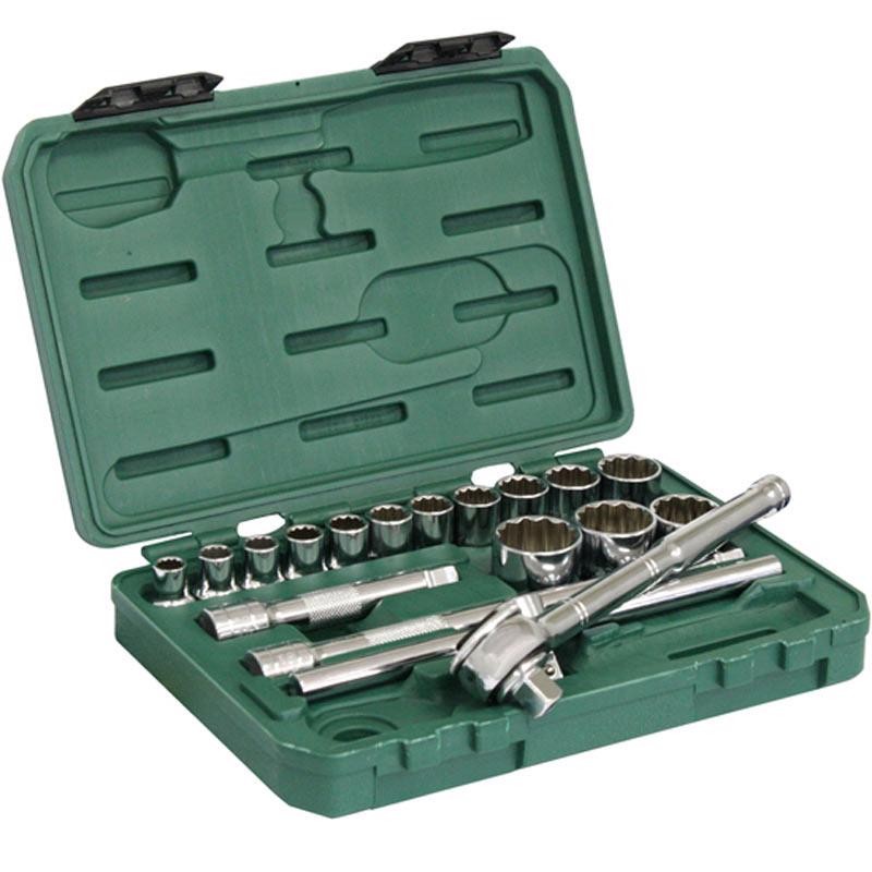 Jogo de Soquetes Estriados 1/2 POL de 10 a 32 MM com 18 Peças SATA em Oferta na Shopee