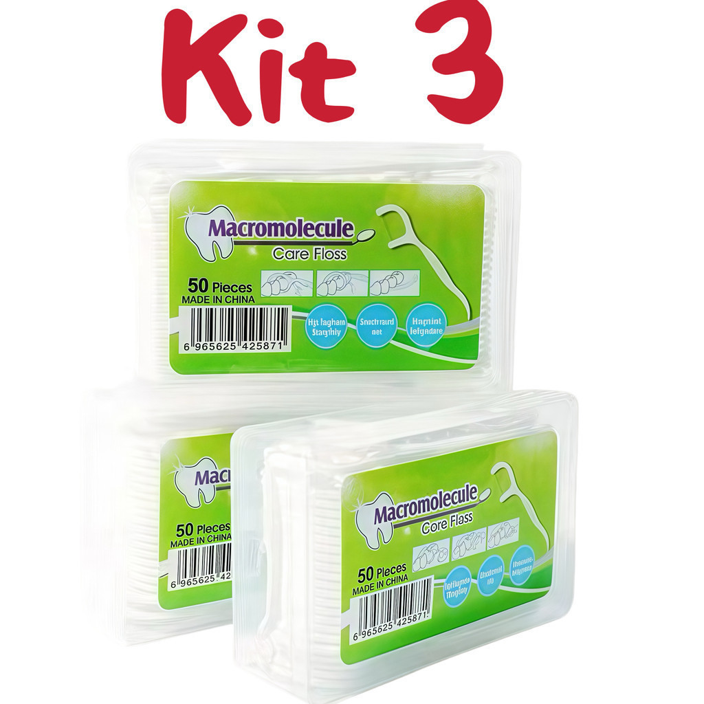 kit 3  150 unidades de fio dental Fio dental ultrafino arqueado em Oferta na Shopee