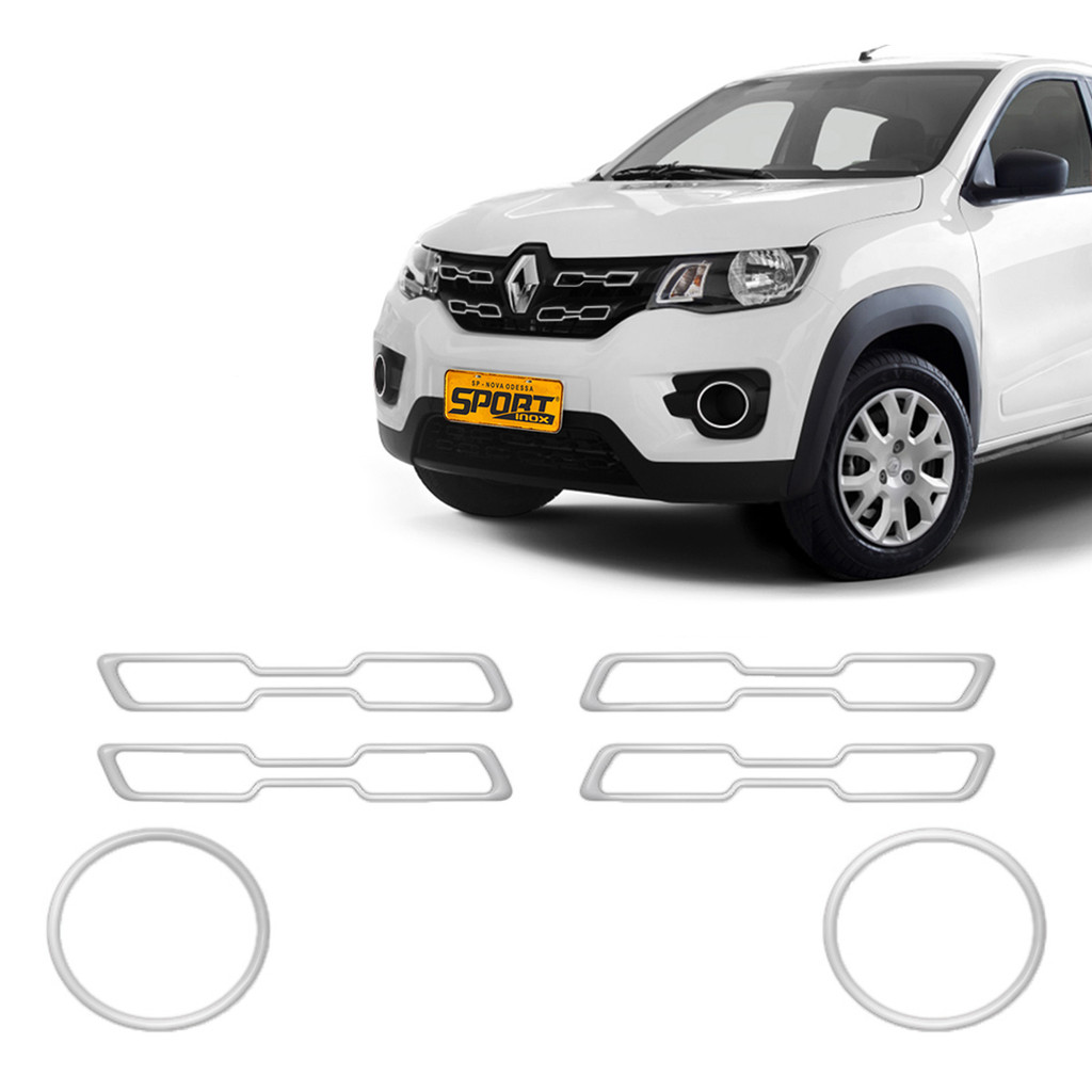 Adesivos Moldura Kwid 2018/2022 Apliques Grade/Farol Cromado em Oferta na Shopee