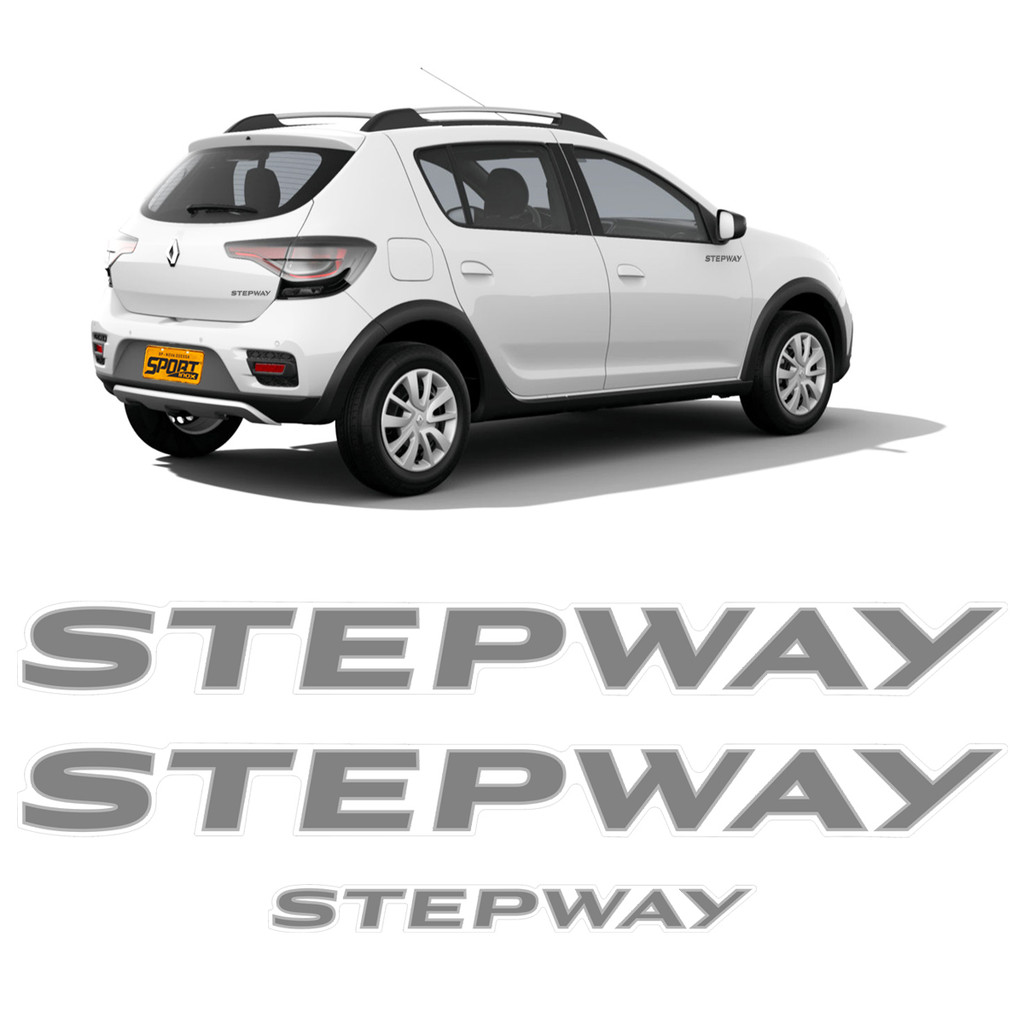 Kit Adesivos Sandero Stepway 2020/2021 Emblema Cinza/Grafite