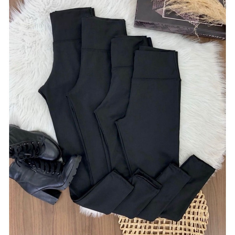 Legging Flanelada Grossa Calça Leg Peluciada Forrada Por Dentro Costura Reforçada Calça Térmica