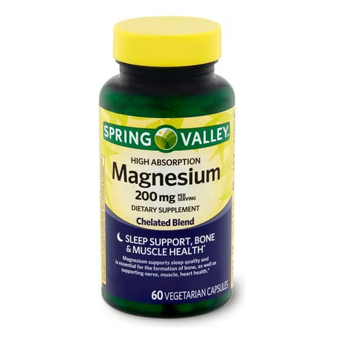 Magnesio 200 Mg Spring Valley 60 Capsulas Original Lacrado Importado Estados Unidos Nota Fiscal