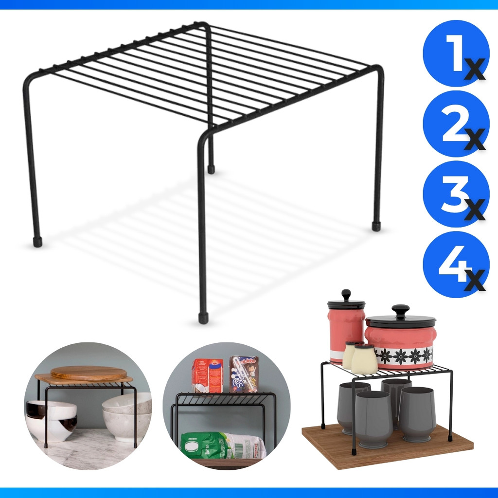 Prateleira Aramado Organizador Armário Cozinha Aço 22cm Sapateira Preto Branco